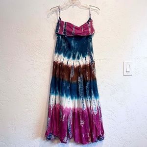 Solitare Tie Dye Dress, Roll Knit Bodice, Sz , Skirt Boho Style, Festival, Hippy